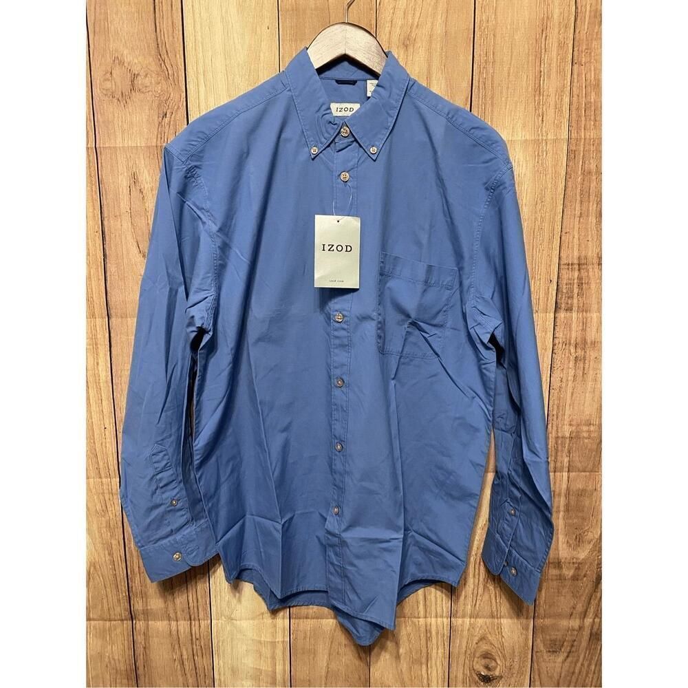 IZOD medium NWT blue button up 100% cotton